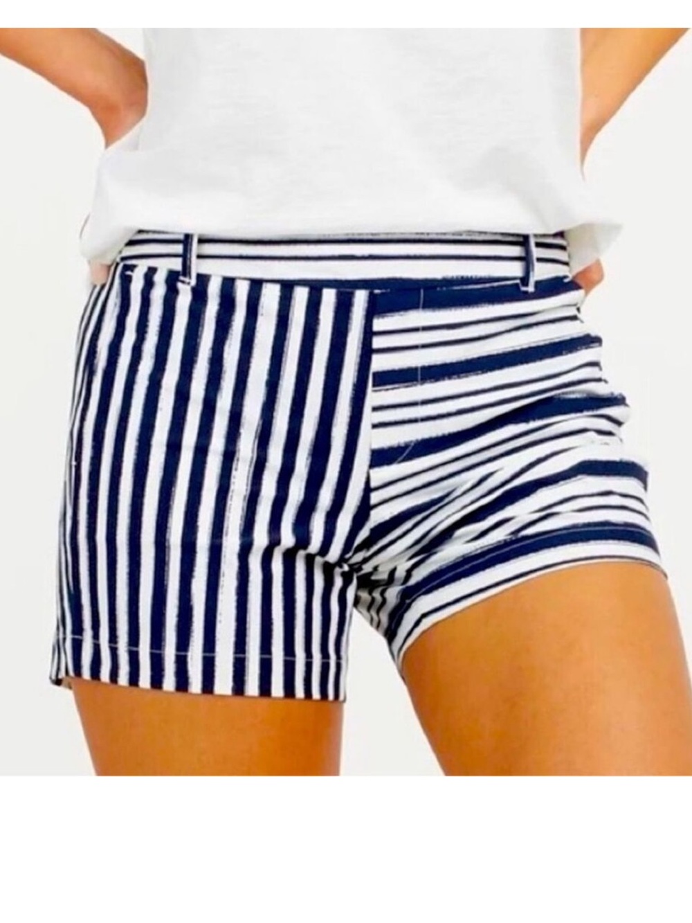 Spanx Shorts Double Sailor Stripe Nylon Women’s XL Scuba Stretch EUC